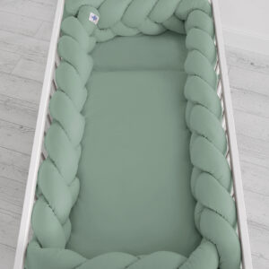 Tour de lit tressé XXL 360 cm Vert pastel